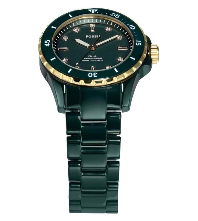 Fossil Women's Fb-01 Three-Hand Blue Ceramic Bracelet Watch CE1124