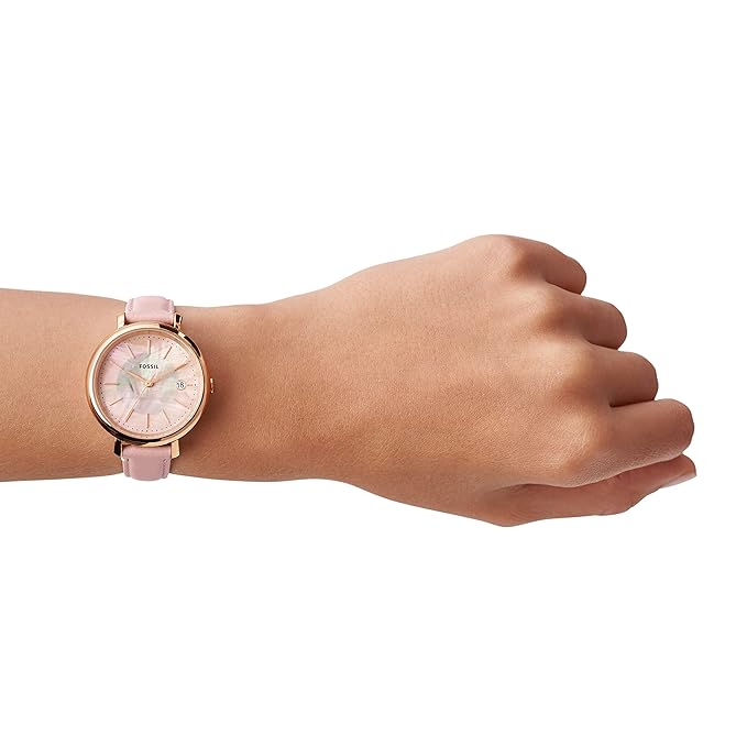 Fossil Women's Jacqueline Stainless Steel and Leather Solar-Powered Watch ES5092