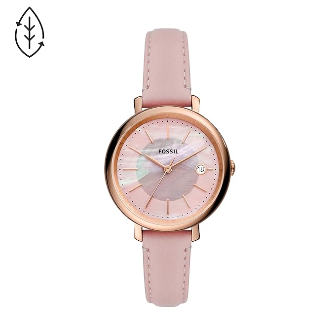 Fossil Women's Jacqueline Stainless Steel and Leather Solar-Powered Watch ES5092