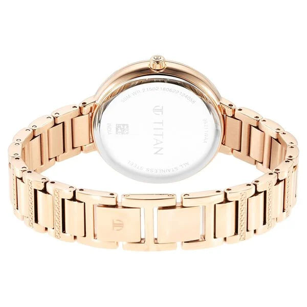Glitz Rose Gold Dial Stainless Steel Strap Watch for Women 95211wm01