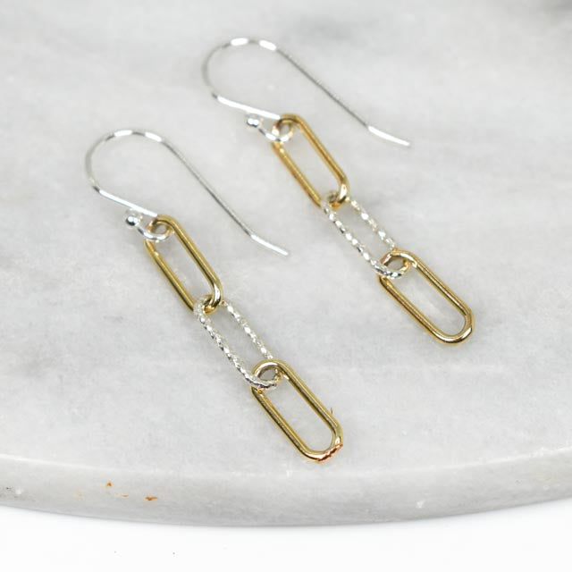 Gold Fill and Sterling Silver Paper Clip Earrings