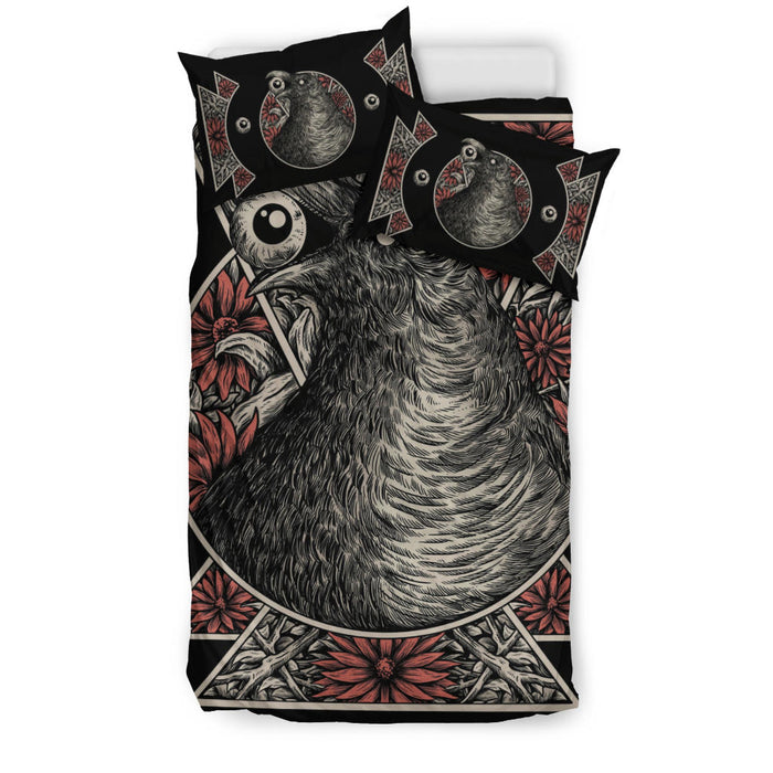 Gothic Crow Eye 3 Piece Duvet Set Color Version