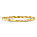 Twisted gold over sterling bangle bracelet with knot-style end caps