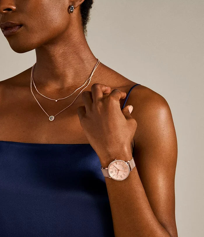 Jacqueline Three-Hand Date Rose Gold-Tone Stainless Steel Watch ES4628