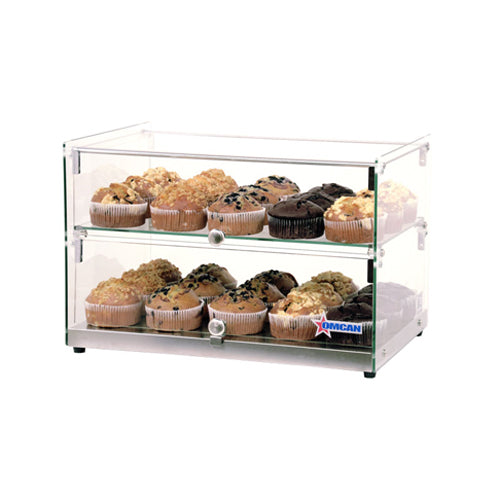 Omcan 44373 2 Tray Square Glass Bakery Display Case With Rear Door