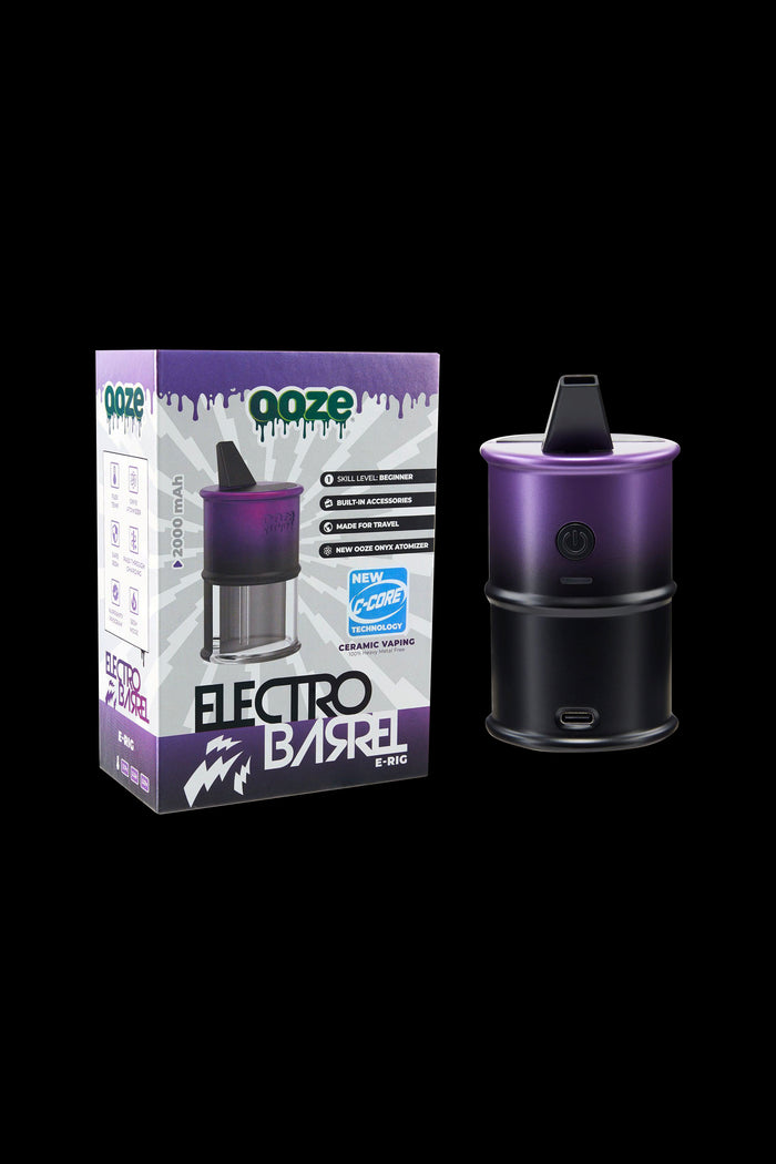 Ooze Electro Dab Rig with packaging, a portable electronic dab rig for concentrated cannabis extracts.