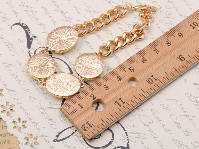 Opal Round Pendant Gems Chain Bangle Bracelet