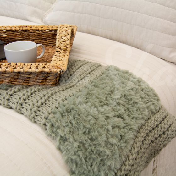 Plush Knit Throw ~ Sage
