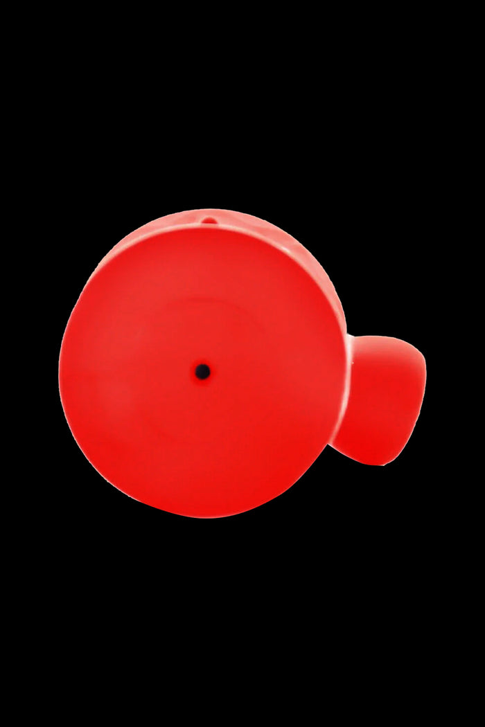 Red silicone cap for a cannabis dab rig.