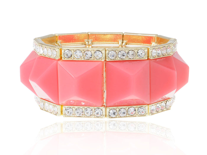Royal Square Pink Bead Accented Bracelet