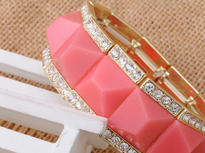 Royal Square Pink Bead Accented Bracelet