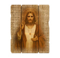 Sacred Heart of Jesus wood panel plaque, 11.25" x 14"