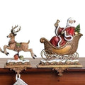 Santa with Deer stockings holder, 2pc set, 9.25" tall