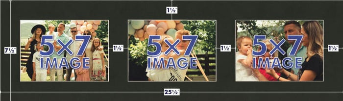 Smooth Black Mat With 3 Openings For 5X7 Images