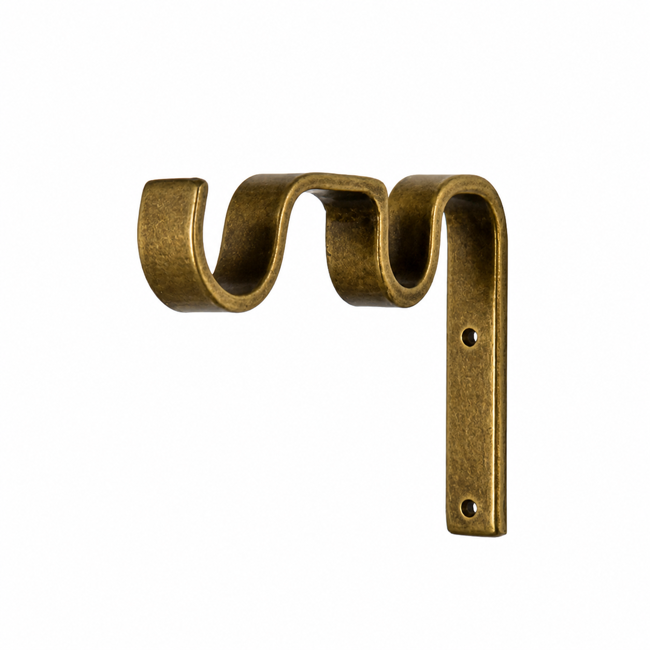 Standard Double Curtain Rod Mount - 1 1/4 in Antique Gold