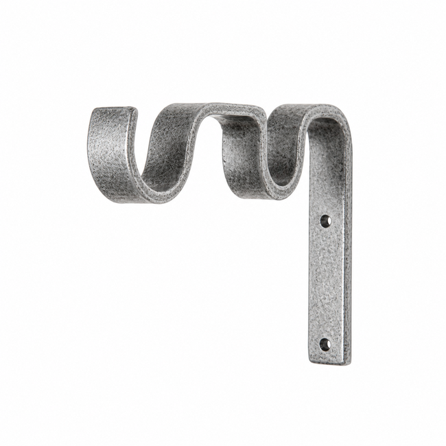 Standard Double Curtain Rod Mount - 1 1/4 in Heritage Silver