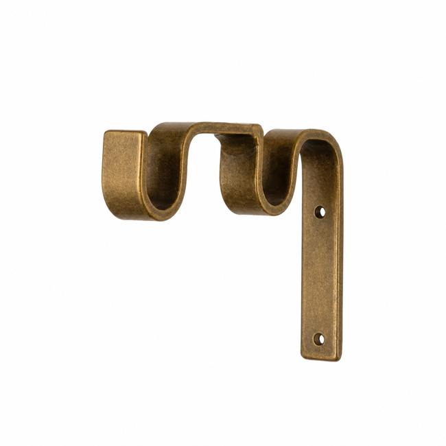 Standard Double Curtain Rod Mount - 7/8 in Antique Gold