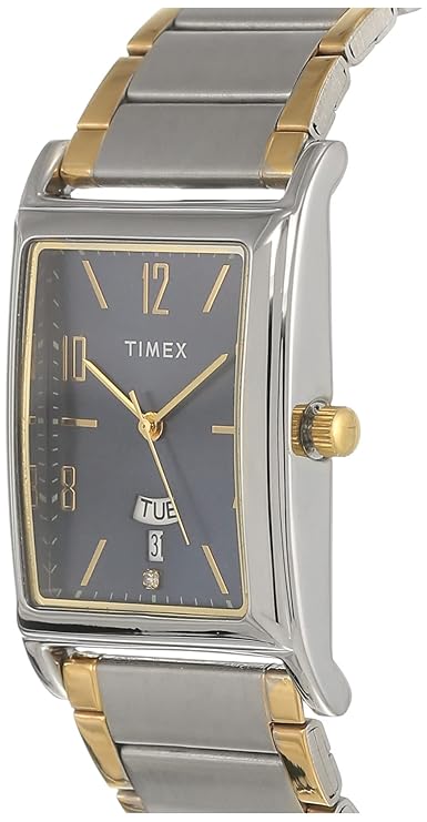 Timex Classics Men's Quartz Analog Blue Dial Rectangle Case Day Date Function Watch -TW000L519