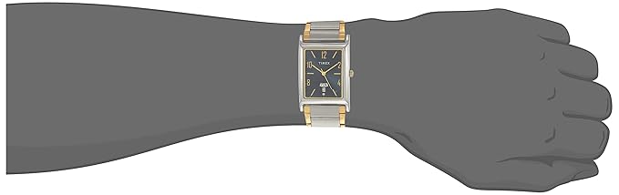 Timex Classics Men's Quartz Analog Blue Dial Rectangle Case Day Date Function Watch -TW000L519