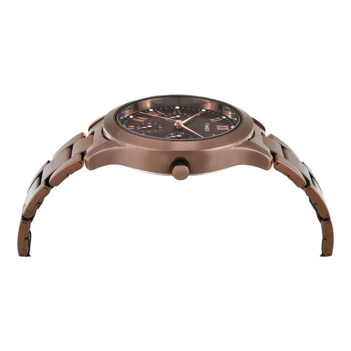 Timex Women Brown Round Multifunction Dial Watch- TW000Q820
