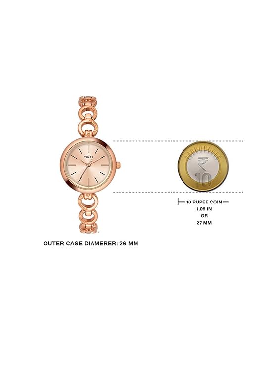 Timex  Women's Rose Gold Analog Stainless Steel Watch TWEL11434