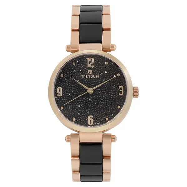 Titan Ceramics Black Dial Analog Stainless Steel and Ceramic Strap watch for Women 95061wd01