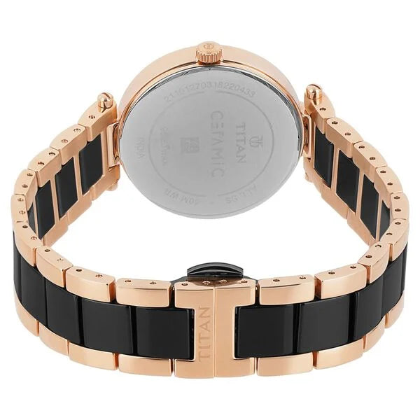 Titan Ceramics Black Dial Analog Stainless Steel and Ceramic Strap watch for Women 95061wd01