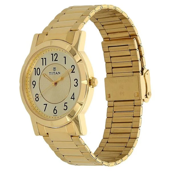 Titan Champagne Dial Analog Stainless Steel Strap Watch for Men nm1647ym02 / 1647YM02