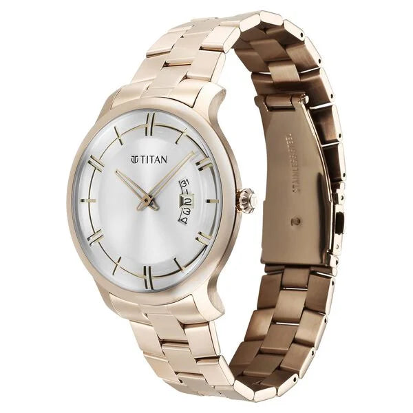 Titan Classic Distincta Silver Dial Analog with Date Stainless Steel Strap watch for Men 90170wm01