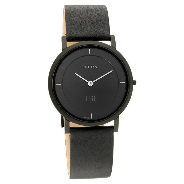 Titan Edge Black Dial Quartz Leather Strap Watch for Men 1595nl04
