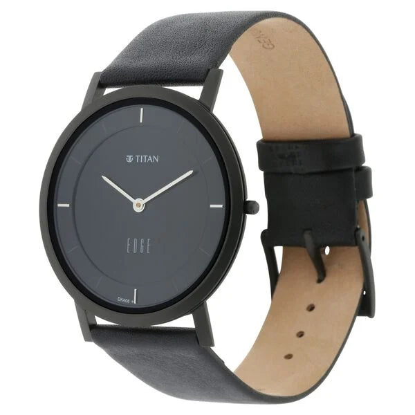 Titan Edge Black Dial Quartz Leather Strap Watch for Men 1595nl04