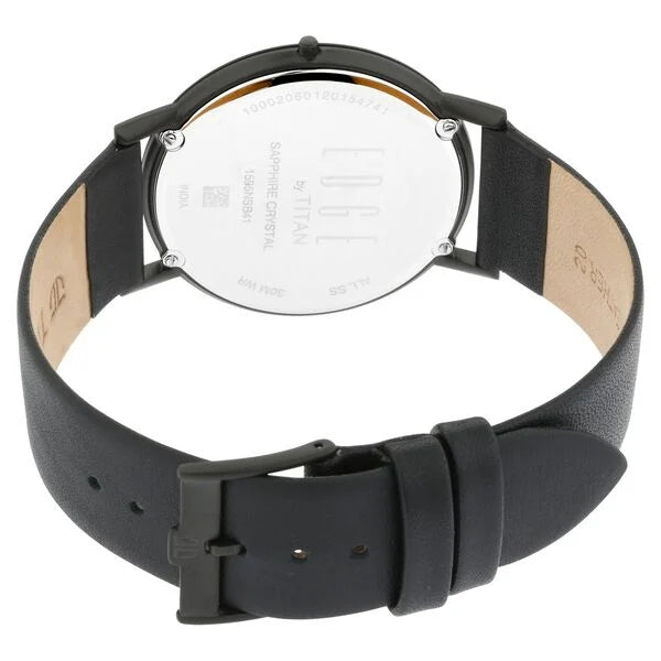 Titan Edge Black Dial Quartz Leather Strap Watch for Men 1595nl04