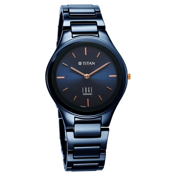 Titan Edge Ceramic Quartz in Atlantic Blue Dial Watch for Women 2653qc03