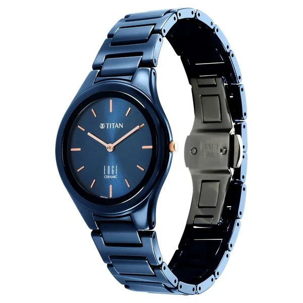 Titan Edge Ceramic Quartz in Atlantic Blue Dial Watch for Women 2653qc03
