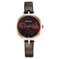 Titan Karishma Quartz Analog Maroon Dial Leather Strap Watch for Women 2702wl01