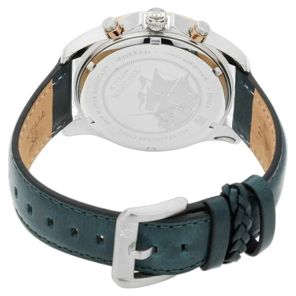 Titan Maritime White Dial Chronograph Leather Strap Watch for Men 1830kl01