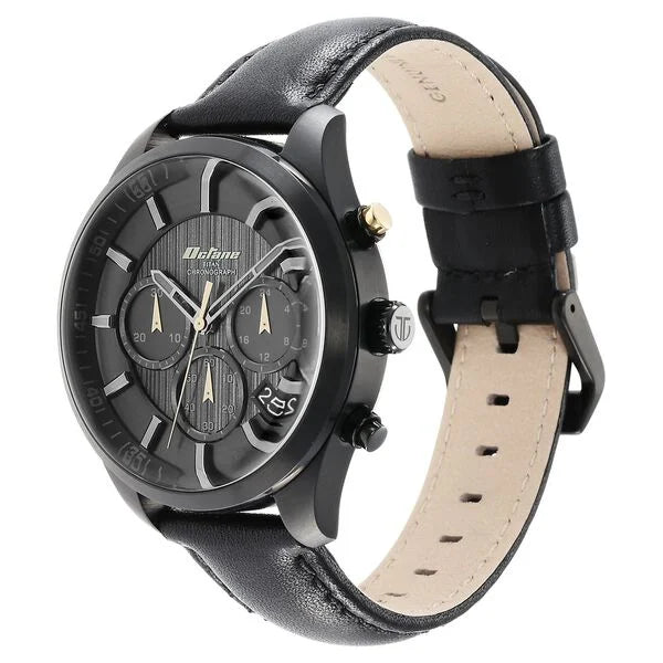 Titan Octane Classic Sporty Black Dial Chronograph Leather Strap watch for Men 90154nl01