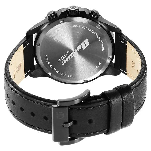 Titan Octane Classic Sporty Black Dial Chronograph Leather Strap watch for Men 90151nl01