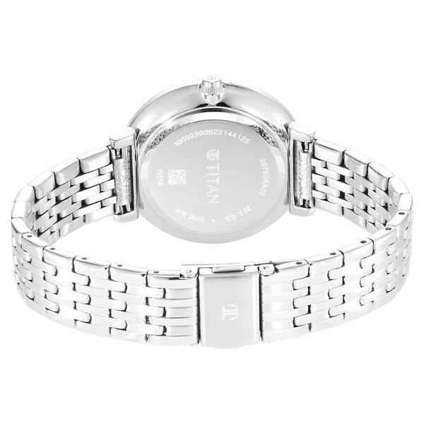 Titan Premium Workwear Mother of pearl Dial Analog with Date Stainless Steel Strap watch for Women 2673sm02