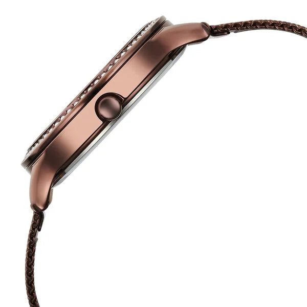 Titan Purple Glam It Up Brown Dial Analog with Date Stainless Steel Strap Watch for Women 2634qm01