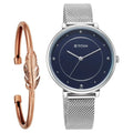 Titan Purple Stackables Quartz Analog Blue Dial Stainless Steel Strap Watch for Women 2673sm04