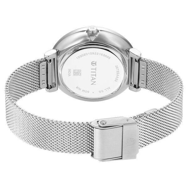 Titan Purple Stackables Quartz Analog Blue Dial Stainless Steel Strap Watch for Women 2673sm04