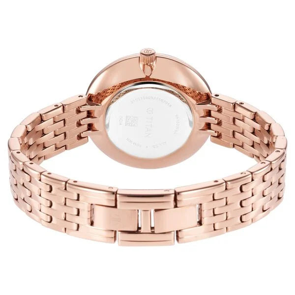 Titan Purple Unending Beauty Rose Gold Dial Women Watch With Stainless Steel Strap 95163wm01