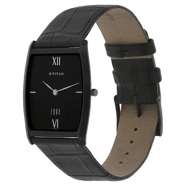 Titan Quartz Analog Black Dial Leather Strap Watch for Men 1044nl01