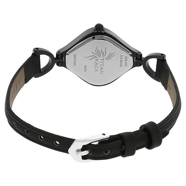 Titan Quartz Analog Black Dial Leather Strap Watch for Women 2531nl01