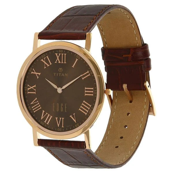Titan Quartz Analog Brown Dial Leather Strap Watch for Men 1595wl03