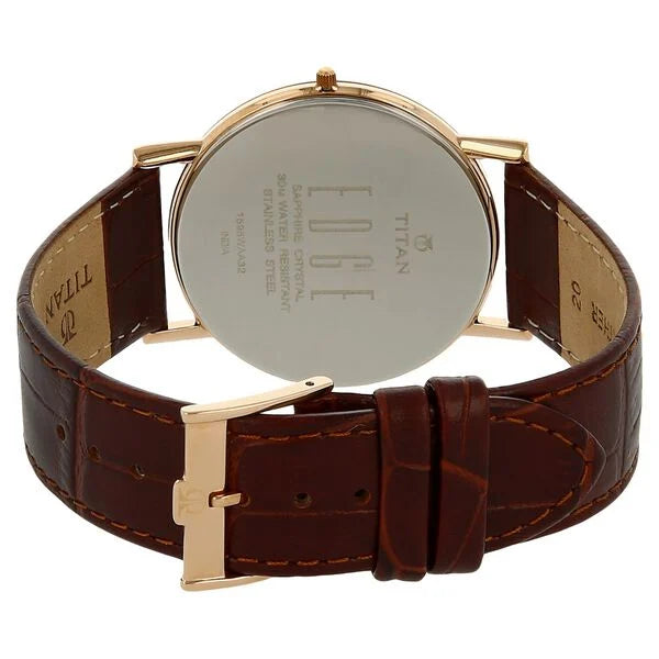 Titan Quartz Analog Brown Dial Leather Strap Watch for Men 1595wl03