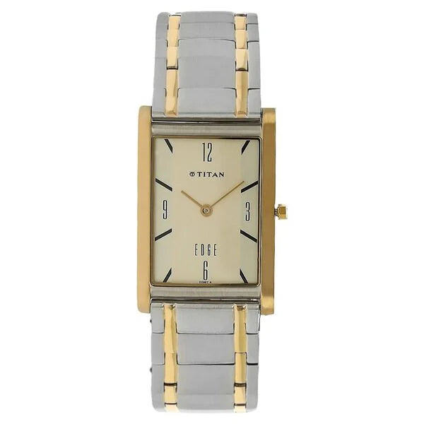 Titan Quartz Analog Champagne Dial Stainless Steel Strap Watch for Men 1043bm01