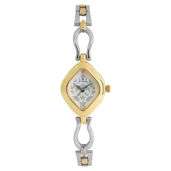 Titan Quartz Analog White Dial Stainless Steel Strap Watch for Women 2536bm02