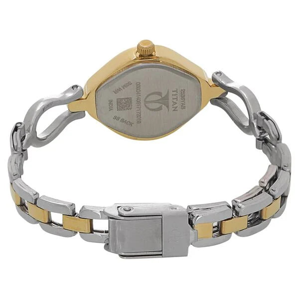 Titan Quartz Analog White Dial Stainless Steel Strap Watch for Women 2536bm02